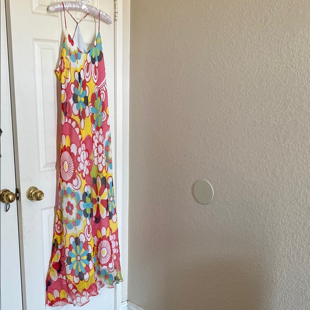 SILK Floral Maxi Slip Dress size M Women CUSTOM made